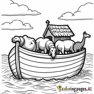 Noah loading animals into the ark