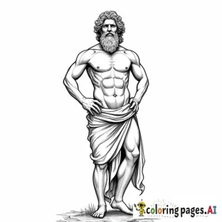 nude greek god with hands on hips