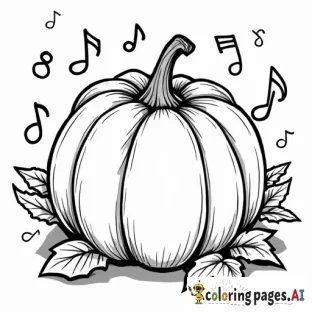 October coloring page with music notes