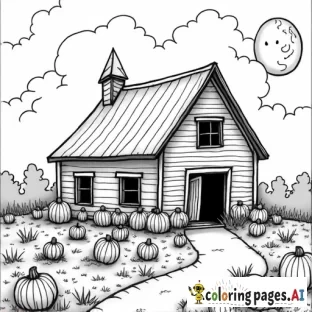 old dilapidated house ghost pumpkin patch hay large old run down barn full moon