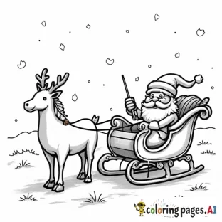 Old fashioned Santa next to sleigh