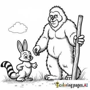 One sunny afternoon, Bigfoot was strolling through the trees when he heard laughter coming from a nearby clearing. Curious, he tiptoed closer and saw his friends: a wise old owl named Oliver, a speedy rabbit called Rosie, and a curious raccoon named Ricky. They were all gathered around a strange little ball and a tall stick.