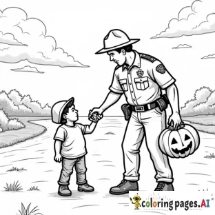 orange county Florida sheriff officer passing out Halloween candy