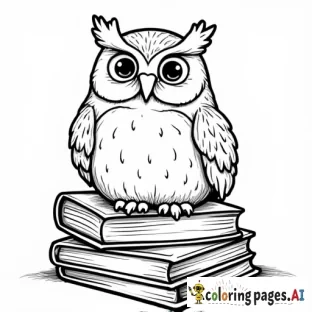 owl sitting on books