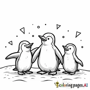penguin family partying