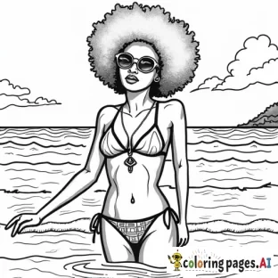 people of color Afro at the beach PEACE & LOVE with a majestic vibe