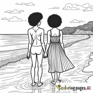 people of color Afro at the beach PEACE & LOVE with a majestic vibe