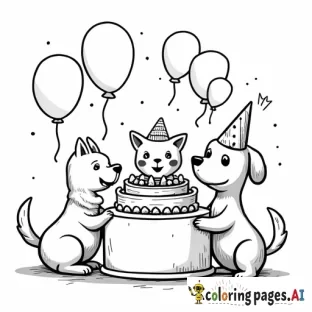 pets having a birthday party