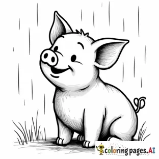 pig in the rain that looks like Piglet from Winnie the Pooh