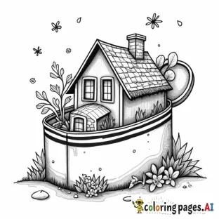 Pocket world style coloring page with the world inside of a crayon box. The world needs house or buildings with plants and cute little people.