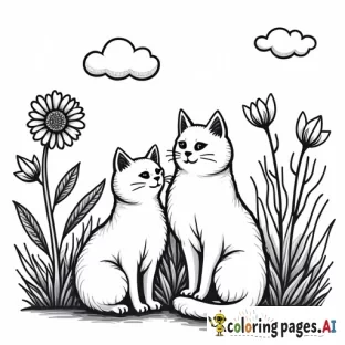 Pocket world style. Plants. Soda can. Crayon box. Cats and flowers.