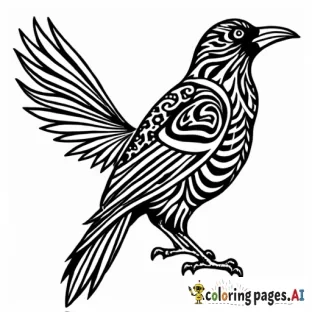 Polynesian tattoo pattern crow