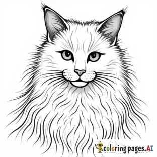 portrait of long-haired cat by Egon Schiele in the style of Pino Daeni's painting style