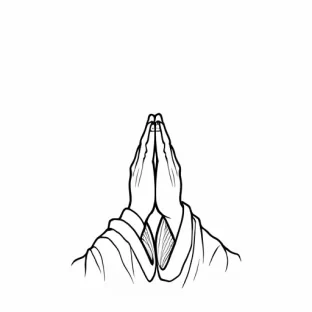 Praying hands in black with all white background