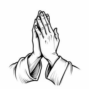 Praying hands in black with all white background