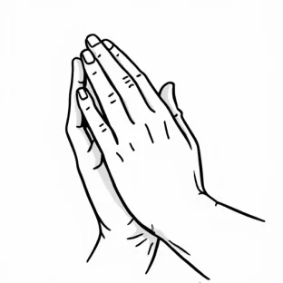Praying hands in black with all white background