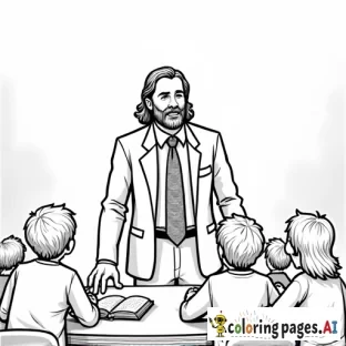 preacher in a suit and tie teaching a classroom of children the Bible