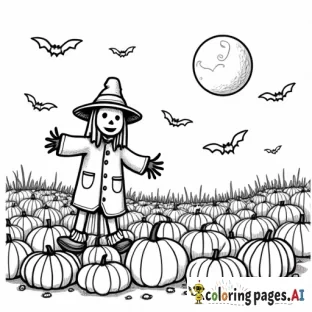 pumpkin patch scarecrow bats full moon