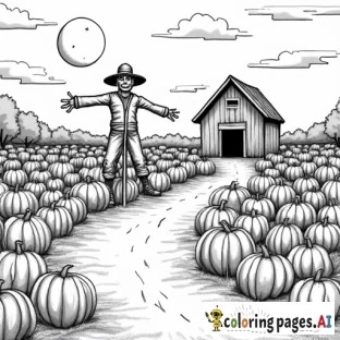 pumpkin patch scary scarecrow barn full moon