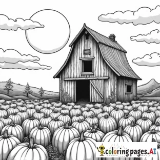 pumpkin patch scary scarecrow large old run down barn full moon