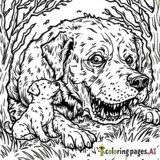 puppies and scary big dog