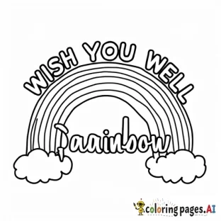 rainbow with We Wish You Well over the rainbow in bubble letters