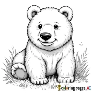 Realistic Bear. Coloring book cover