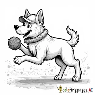 Realistic Dog playing baseball