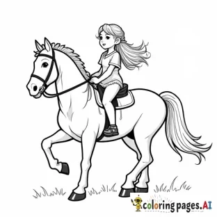 realistic long hair 12yr old girl riding a horse