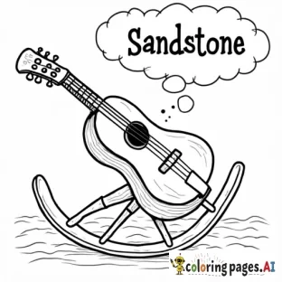 Rocking bassinet with the word “sandstone” written in empty bubble letters