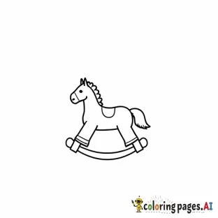 Rocking horse with the word “sandstone” written in empty bubble letters; looks like it was painted on the rocking horse