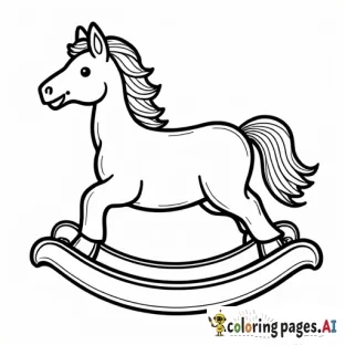 Rocking horse with the word “sandstone” written in empty bubble letters