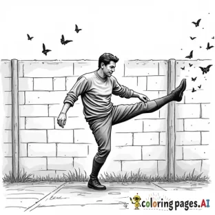 ronald reagan kicking gorbichoff over the berlin wall