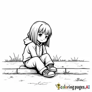 sad girl sitting on curb