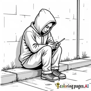 sad person sitting on curb
