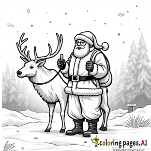 santa with reindeer on the ground in the daytime