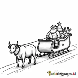 santas sleigh being pulled by cows