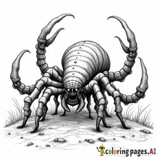scary monster with 8 arms crawling like a centipede