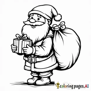 simple full figure cartoon of jultomten of sweden with sack of presents