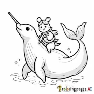 skye riding a narwhale in the ocean