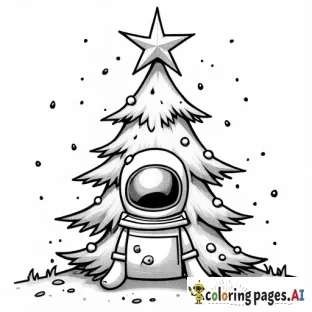 slimy christmas tree with a head and a space suit