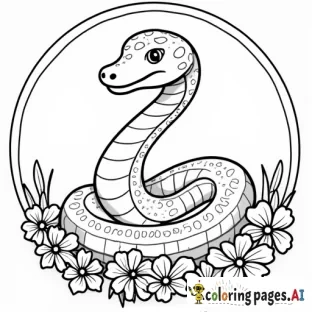 snake going in a circle with flowers