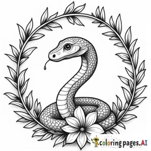 snake going in a circle with flowers