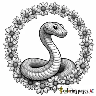 snake going in a circle with flowers