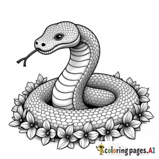 snake with flowers slithering in a circle