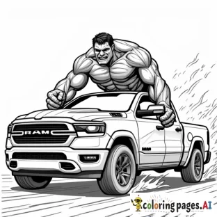 spiderman and the hulk driving a dodge 1500