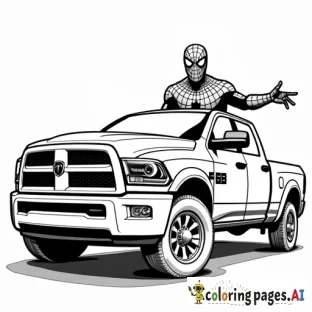 spiderman in a dodge ram 1500