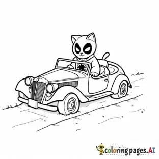 spidermans cat wearing spiderman pajamas in a car