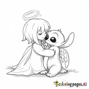 stitch  and angel when they are hugging