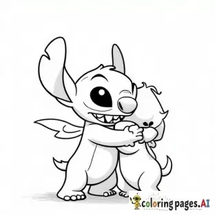 stitch  and angel when they are hugging